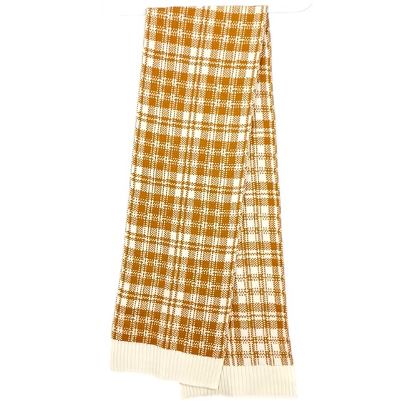 Timberland Winter Scarf Mens Camel Brown Ivory Plaid 10" W x 66" L Streetwear - Picture 1 of 4